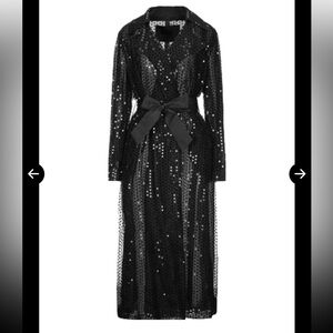 Herno Black Sequin Duster Trench Jacket Large